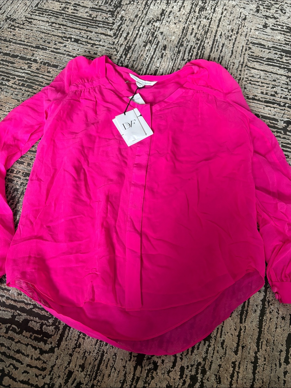 Diane Von Furstenberg Bright Fuchsia Long-Sleeve Blouse